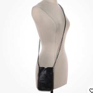 Black Crossbody Bag with Gunmetal Chain Strap